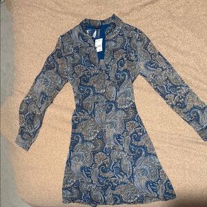 Versona Navy Paisley Long Sleeve Dress